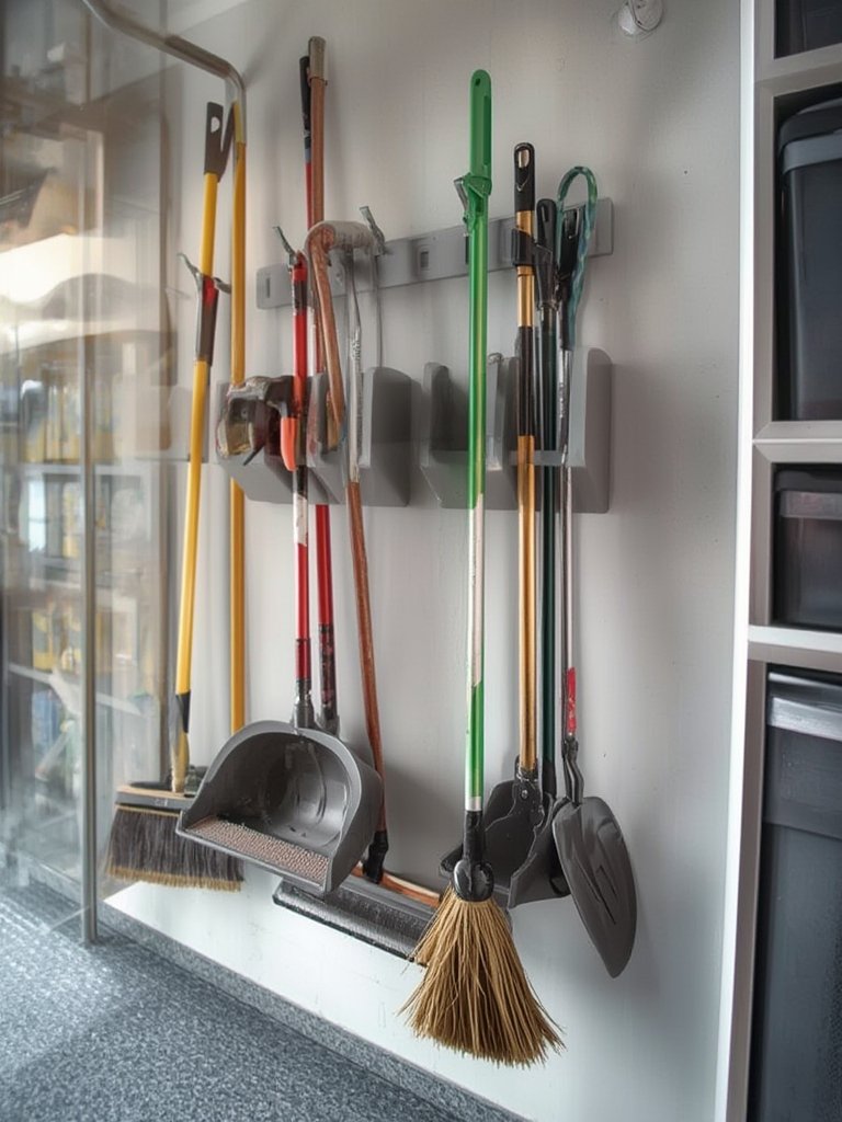 broom holder in action